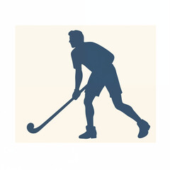 Silhouette of Hockey Player in Action, Classic Monochrome Style