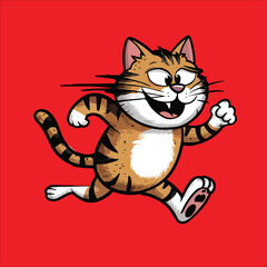 Cat Stickers Vector - Happy Cat Sticker Vector