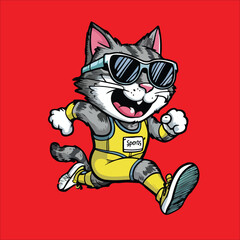 Cat Stickers Vector - Happy Cat Sticker Vector