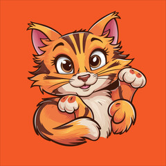 Cat Stickers Vector - Happy Cat Sticker Vector