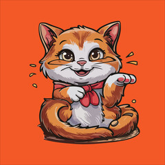 Cat Stickers Vector - Happy Cat Sticker Vector