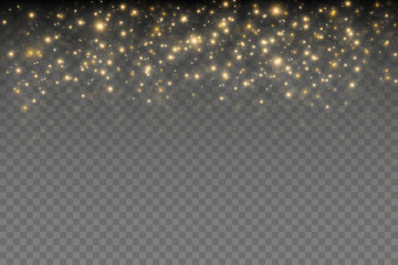 Gold sparkles background. Vector shining particles