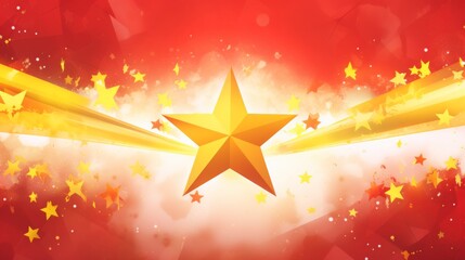 Abstract Red Background with Golden yellow Stars