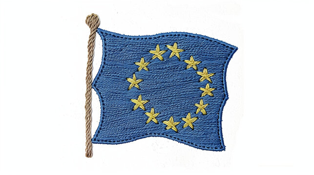 Simple embroidery design featuring the EU flag and Europe on white background