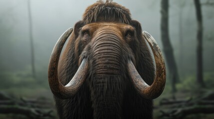 Obraz premium Front view of a mammoth the ancient prehistoric animal.