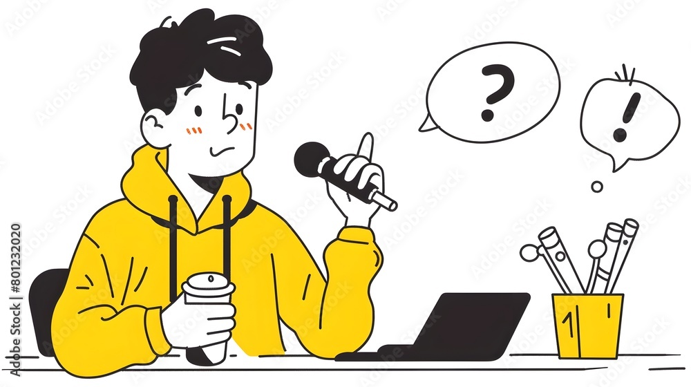 Aufkleber of a man addressing audience with microphone during qa session