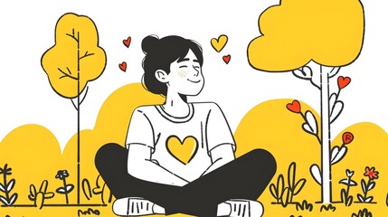 Naklejka premium of a Person Practicing Self Compassion and Positive Affirmations for Nurturing a Healthy Mindset and Cultivating Self Love