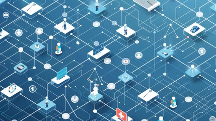 Health Information Exchange( HIE) , the exchange of health information between healthcare providers with an image depicting seamless sharing of patient records across healthcare networks