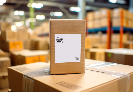 Cardboard box slip sticker Mockup with Generative AI