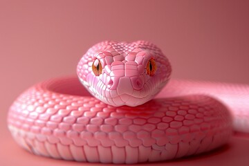 Fototapeta premium A beautiful, lifelike ing of a pink snake