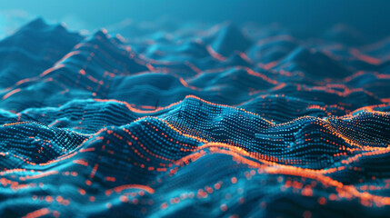 Abstract digital terrain with elevations and valleys, representing data analytics in visual form.