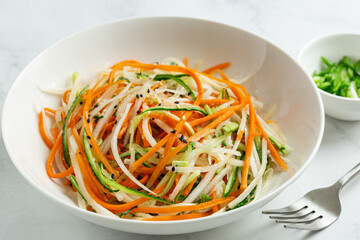 cucumber, carrot and daikon radish salad