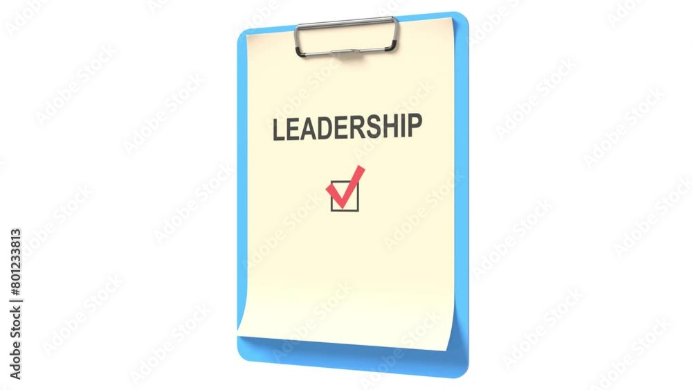 Poster clipboard checklist text leadership. the concept of planning and execution. 3d animation.