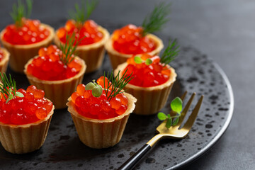 Delicious salmon red caviar