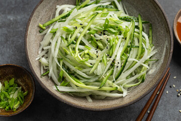 fresh cucumber and daikon radish salad