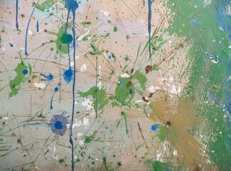 Weathered abstract art background with paint splashes and blots