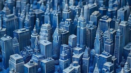 Obraz premium blue and white porcelain city architecture illustration poster background