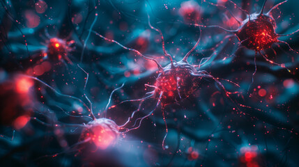 Embark on a journey through the concept of neuron cells, the fundamental entities shaping the complexity of the brain's functionality, Abstract background, wallpaper, poster.