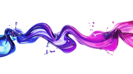 Abstract 3d blue purple liquid gradient on transparent background