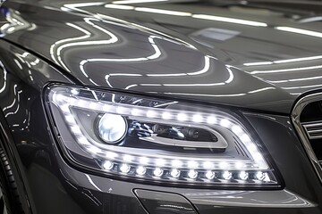 Detailed close up of automotive headlights for enhanced search visibility and relevance