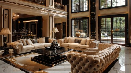 Luxury Living Room High-End Designs: A photo showcasing a luxury living room with high-end designs