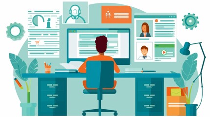 Remote hiring and online job interview concept. HR work with CV and application letter review to find best candidate for job position. Modern, digital approach to recruitment and selection process