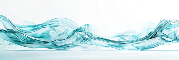 A shimmering aquamarine wave, cool and refreshing, undulating elegantly over a stark white backdrop, captured in a detailed ultra high-definition format.