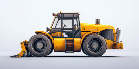 Side view of modern yellow road roller