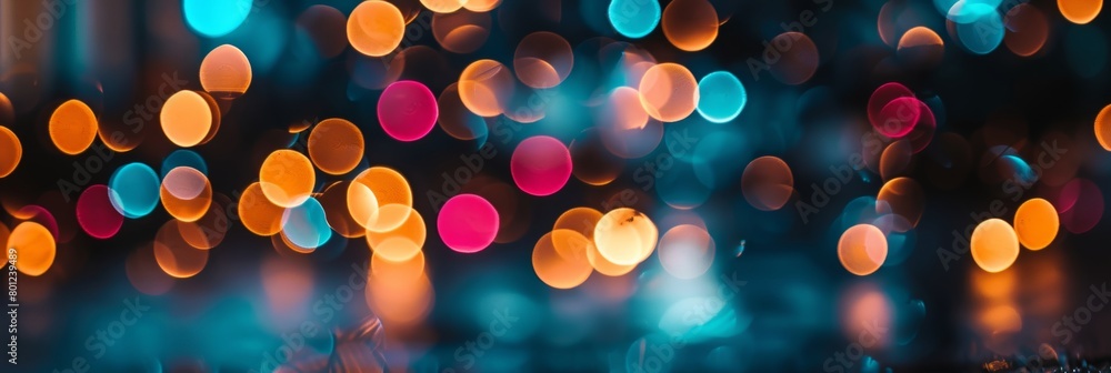 Poster vivid bokeh lights and colorful dots seamlessly blend on a vibrant and dynamic background