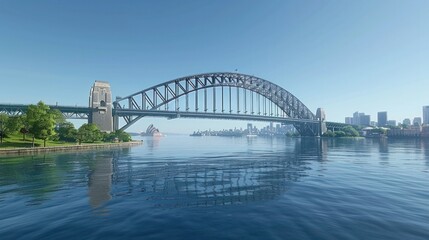 Sunrise Symphony A D Rendering of Sydney Harbour Bridge at Dawn