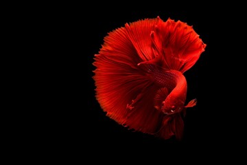 red fish with black background