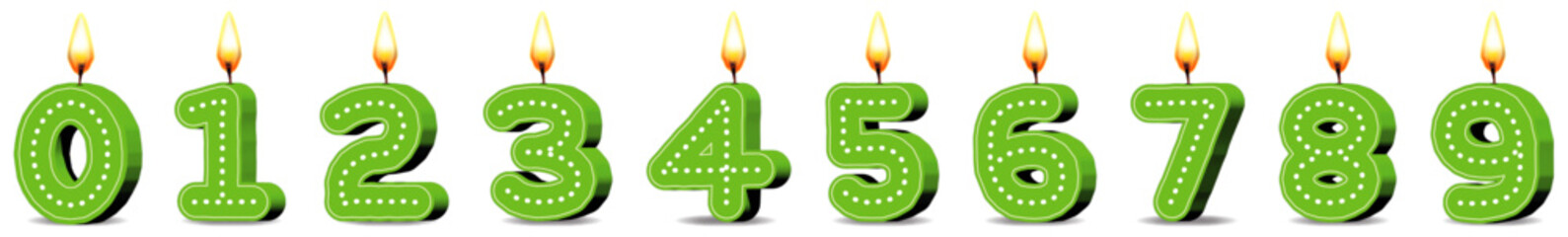  Planche Bougies ANNIVERSAIRE vertes