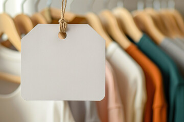 Blank tag with coat rack background