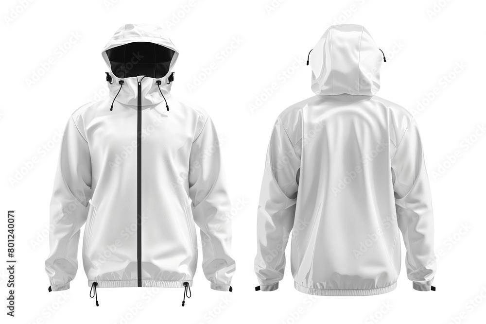 Canvas Prints Hooded white rain jacket isolated on white