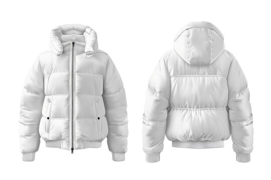 White puffer jacket front and back view