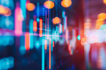 Dynamic stock market trading graph on display