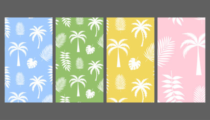 vertical abstract summer background with tropical palm leaves. a place for the text. template for social networks. vector