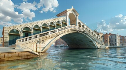 D Rendered Rialto Bridge at Dusk A Stunning Italian Landmark