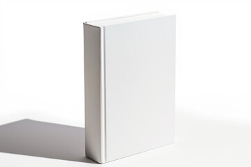 Upright hardcover book with white cover