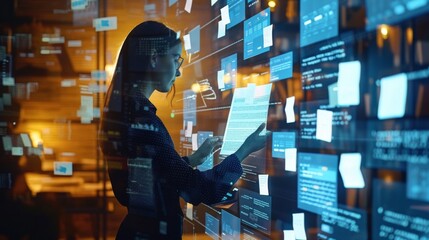 The latest document management technologies in action, featuring smart devices, cloud - based collaboration, and advanced software solutions that enhance organizational productivity