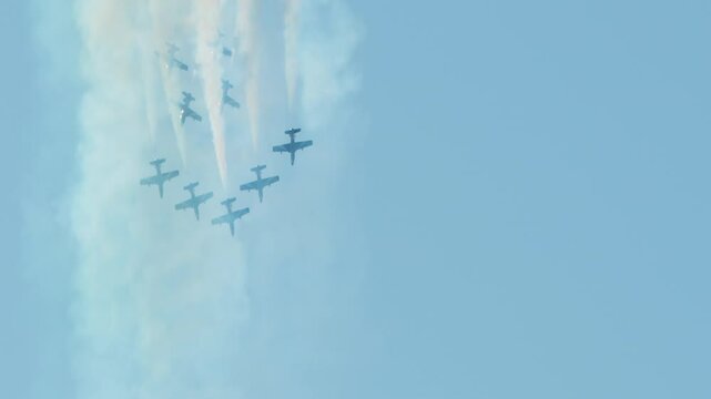Tricolor Arrows Planes acrobatic show the bomb exhibition in the sky