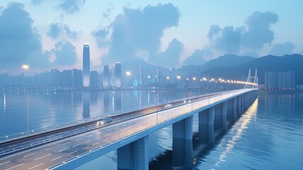 Tsing Ma Bridge at Night A of D Infrastructure in Hong Kong