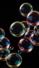 Naklejka premium background. soap bubbles, bubbles with a black background