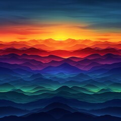 An abstract painting of a mountain landscape