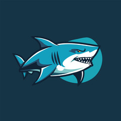 Fototapeta premium Angry shark mascot vector illustration