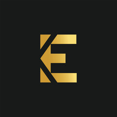 Letter E logo design vector with creative illustration and golden gradient concept