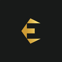 Letter E logo design vector with creative illustration and golden gradient concept