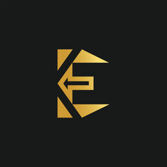 Letter E logo design vector with creative illustration and golden gradient concept