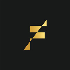 Letter F logo design vector with creative illustration and golden gradient concept