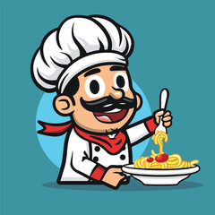 Happy cute chef mascot vector illustration